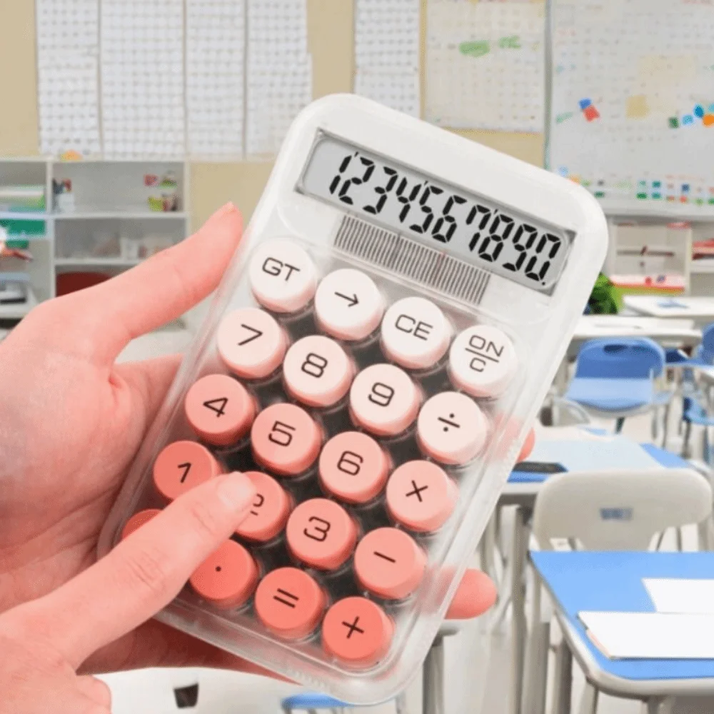 10-digit Display Electronic Calculator Gradient Color Lcd Display Desktop Calculator Large Buttons Transparent Design
