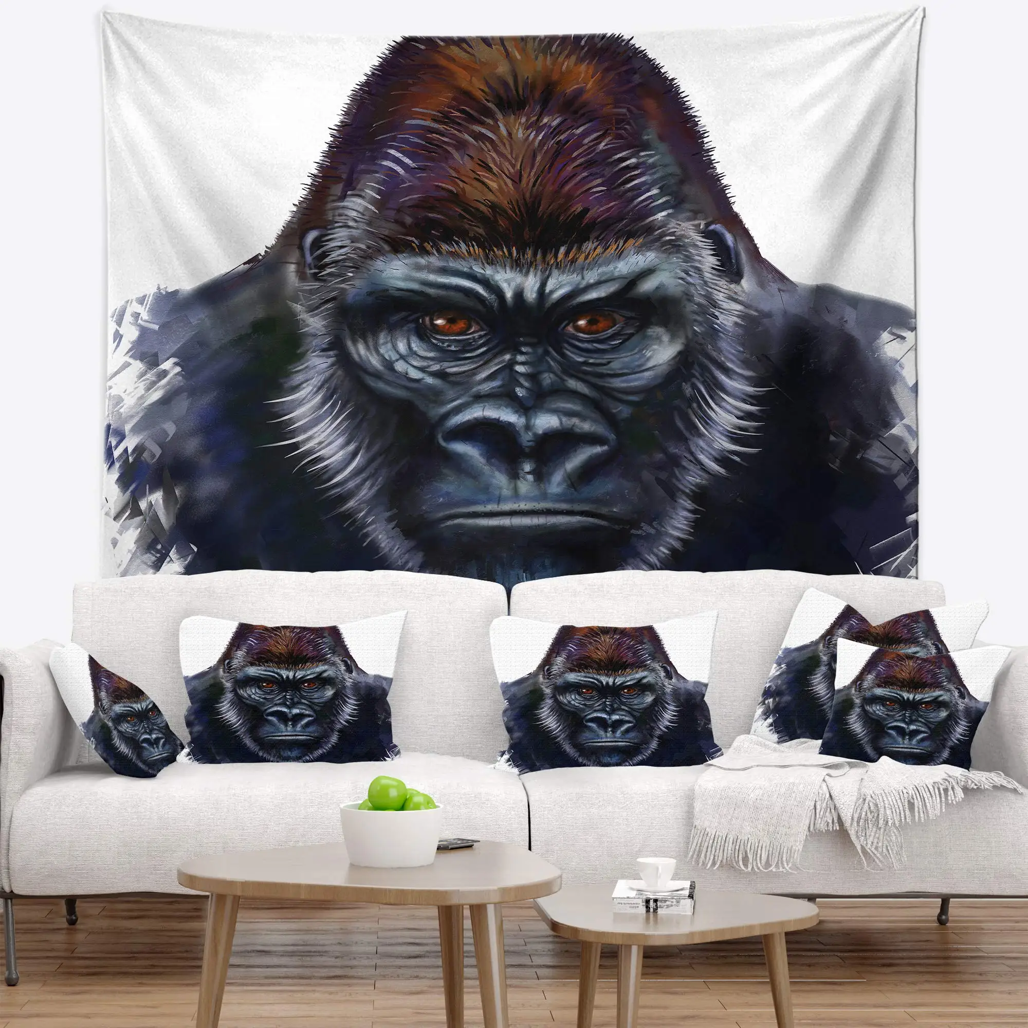 Funny Animals Tapestry Hippie Cool Gorilla Smoking Cigar Tapestry Wall Hanging Bedroom Wild Animal Orangutan Tapestry Home Decor