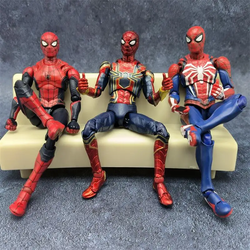 Gorące zabawki Marvel Avengers SHF Spider Man ulepszony garnitur PS4 edycja gry SpiderMan PVC figurka kolekcjonerska lalka Model prezent