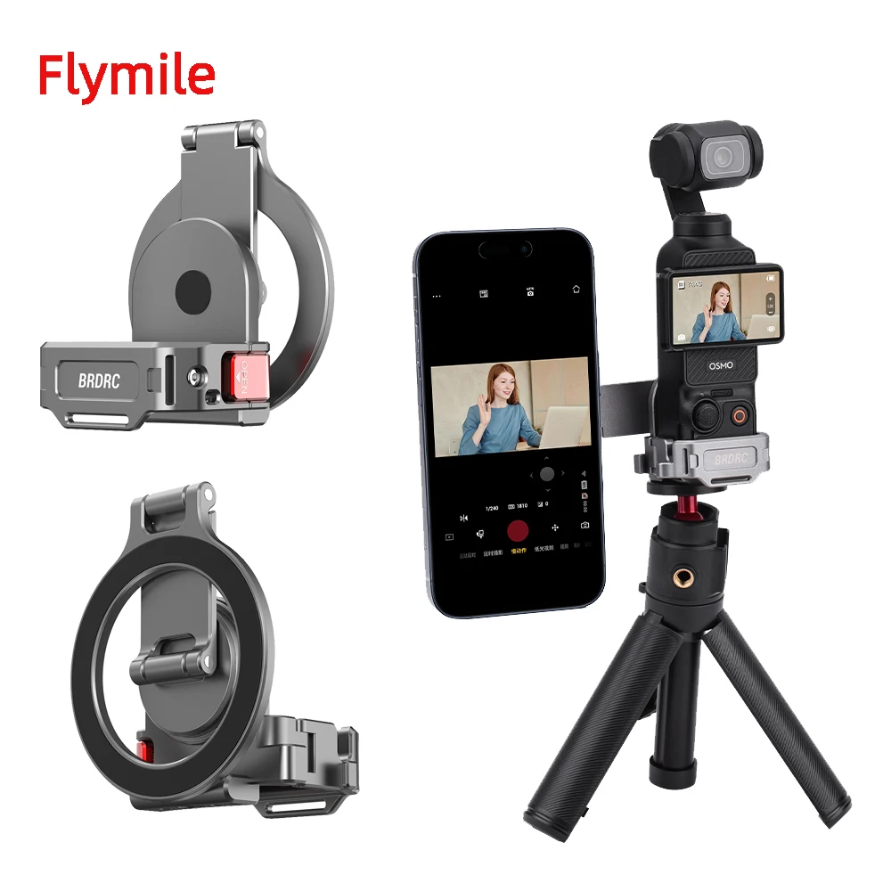 

Flymile Magnetic Bracket Adapter for Dji Pocket 3 Expansion Bracket with Cold Shoe for Live Stream/Teleprompter Accessory