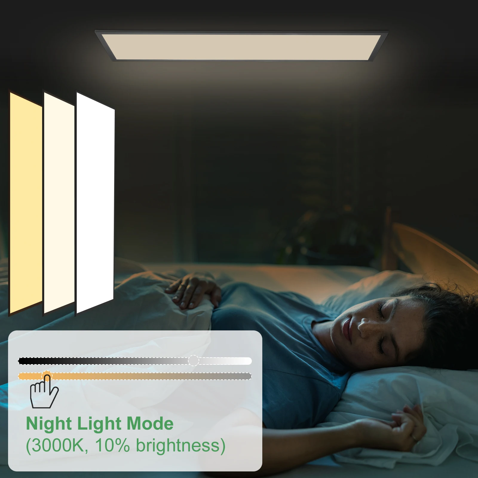 LED Panel Ceiling Light 100×25cm, 30W 3300LM, Dimmable 3000–6500K with Remote & Memory for Living Room Bedroom Kitchen