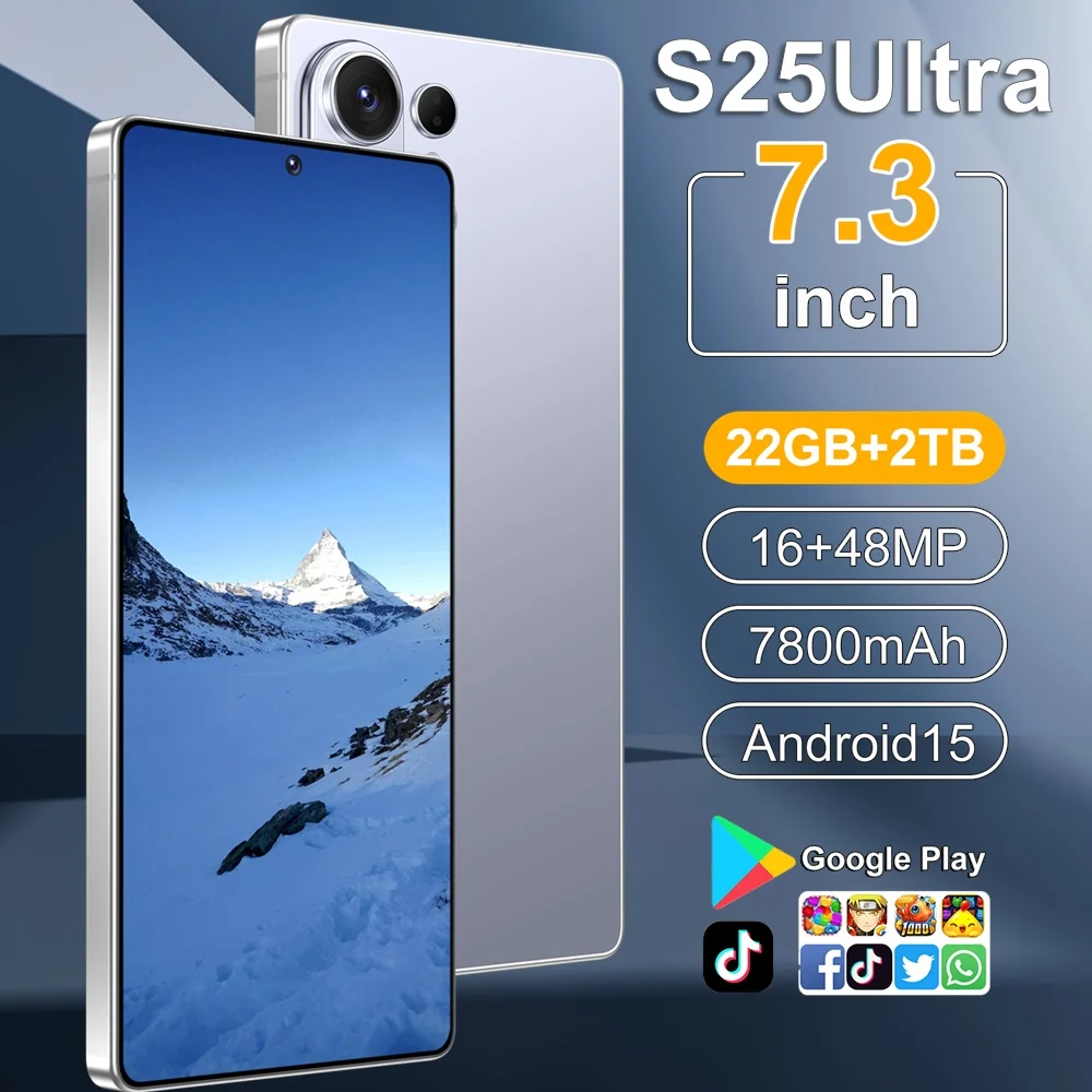 Nieuwe Originele Mobiele Telefoons S25 Ultra Android 5G Dual SIM Smartphone 7,3 inch 7800mAh 22GB+2TB Mobiele Telefoons Wereldwijd Ontgrendeld