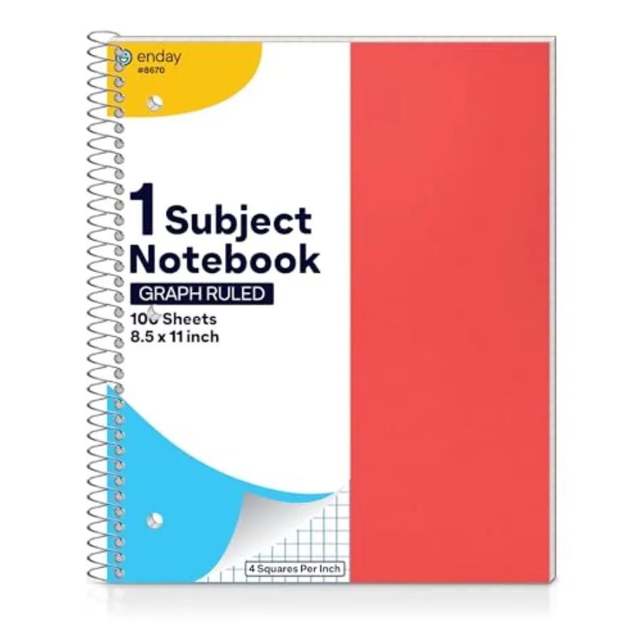 

Тетрадь для графических рисунков 8,5 x 11 дюймов с пластиковой обложкой, 1 красная тетрадь в клетку, тетрадь для графических рисунков на спирали, тетрадь для графических рисунков с 4 клетками на страницу