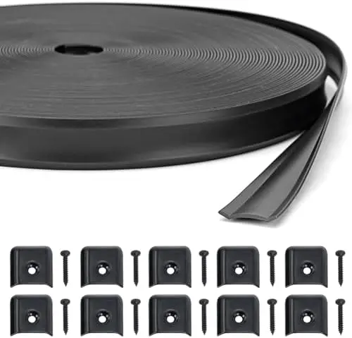 

RV Trim Molding 1" x 100FT Black – Flat Metal End Caps, Door Corner Seal for Travel Trailer Exterior
