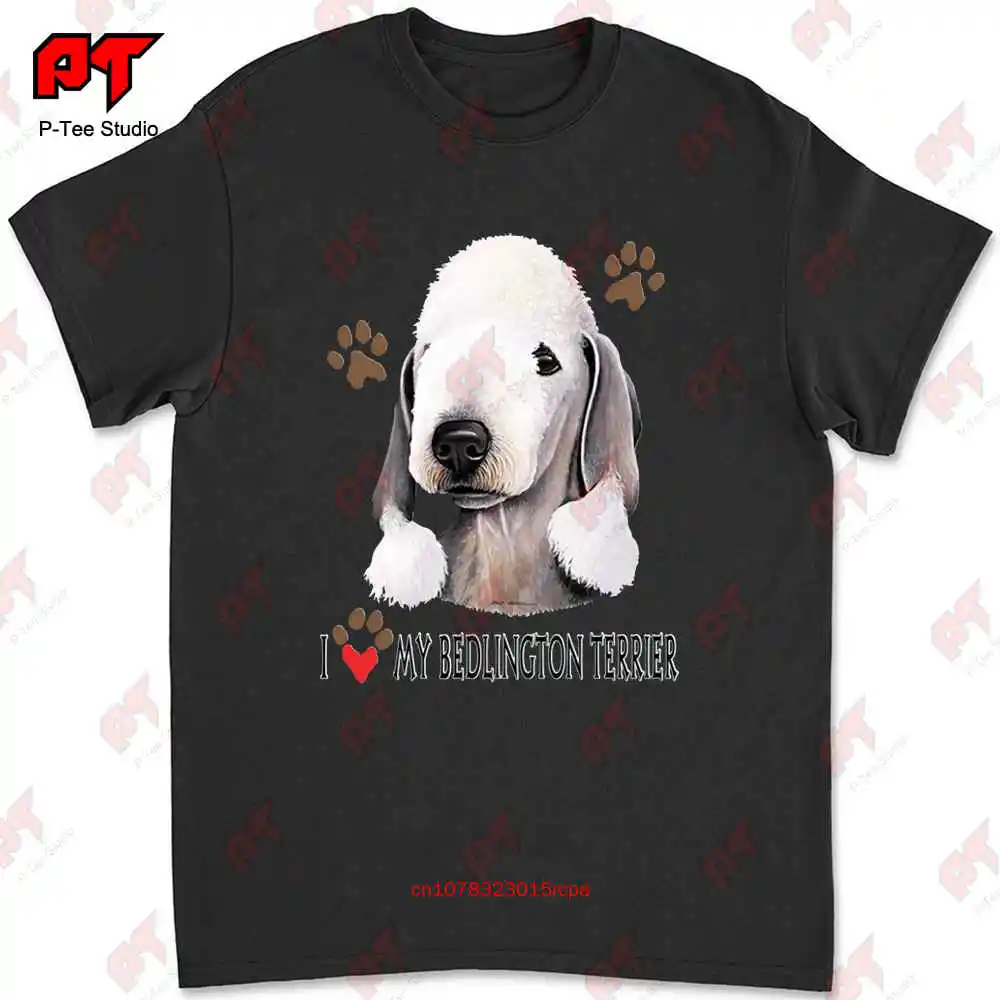 I Love My Bedlington Terrier Dog With Paw T-shirt HEUY