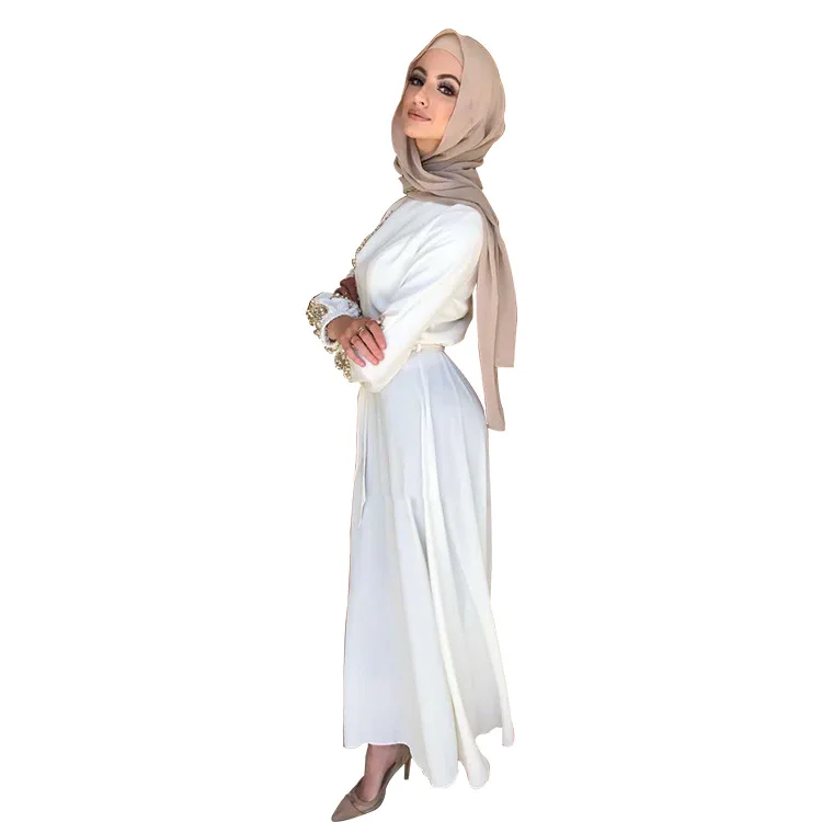 Ramadan Eid Abaya Embroidered Muslim Long Dress Women Pearls Kaftan Abayas Robe Femme Musulmane Dubai Vestido Islamic Clothing