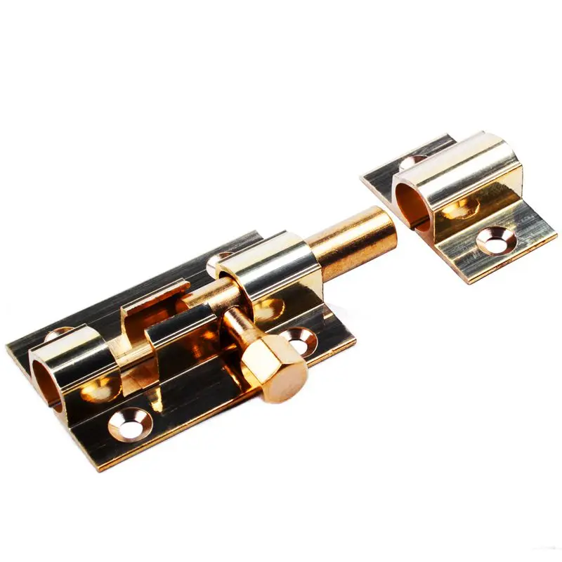 1.5-Inch Long Brass Door Latch Sliding Lock Barrel Bolt Gold