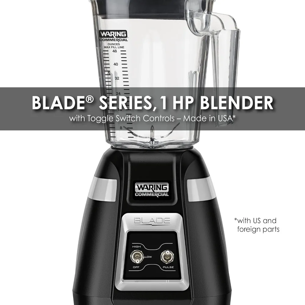 Commercial Blade 1 HP Blender Toggle Switch Controls with Pulse feature with 48 oz BPA Free Copolyester Stacking