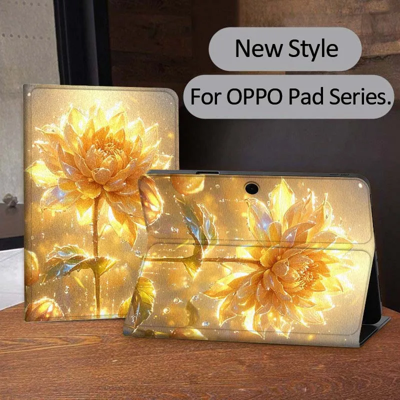 

Golden Flower Pattern For OPPO Realme Pad 3 11 2 4 Pro Air Neo SE X 11 11.61 11.4 12.1 13.2 Inch Tablet Case