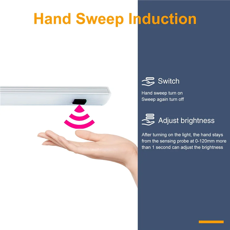

ABVJ-2X 5V USB LED Strip Desk Lamp Hand Switch Motion Sensor Lamp Study Room Under Cabinet Lights 50Cm Warm Light