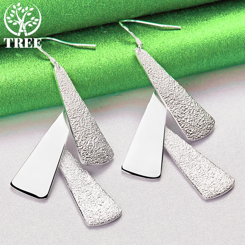 ALITREE 925 Sterling Silver Fan Shaped Drop Earrings For Women Party Engagement Wedding Fashion Charm Jewelry Birthday Gifts