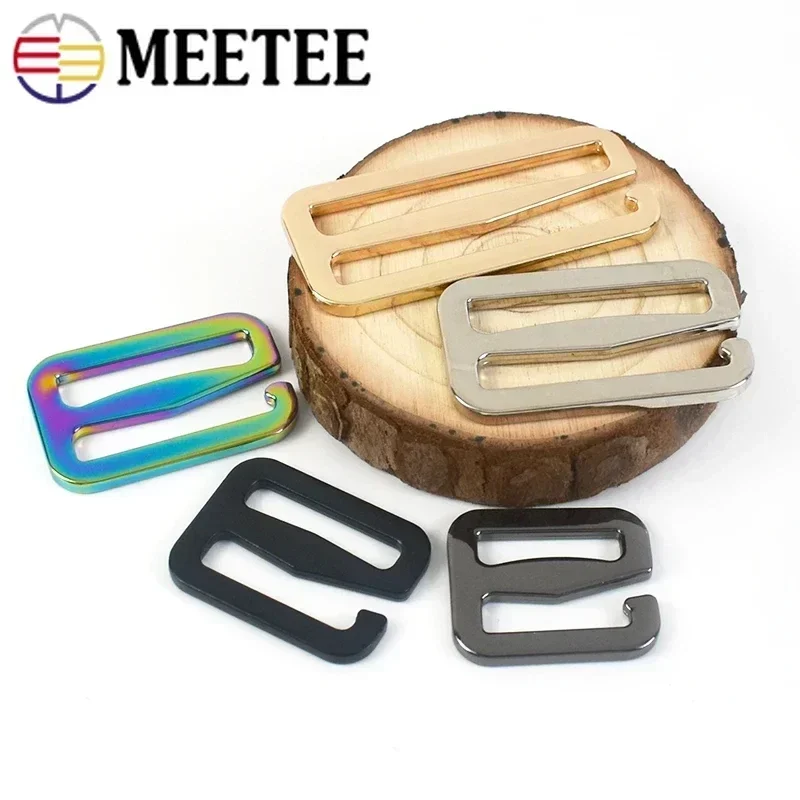 5/10Pcs Meetee 20-50mm Metal Tri-Glide Hook Adjust Buckle Bag Belt Bra Strap Slider Clasp Hooks DIY Sewing Hardware Accessories