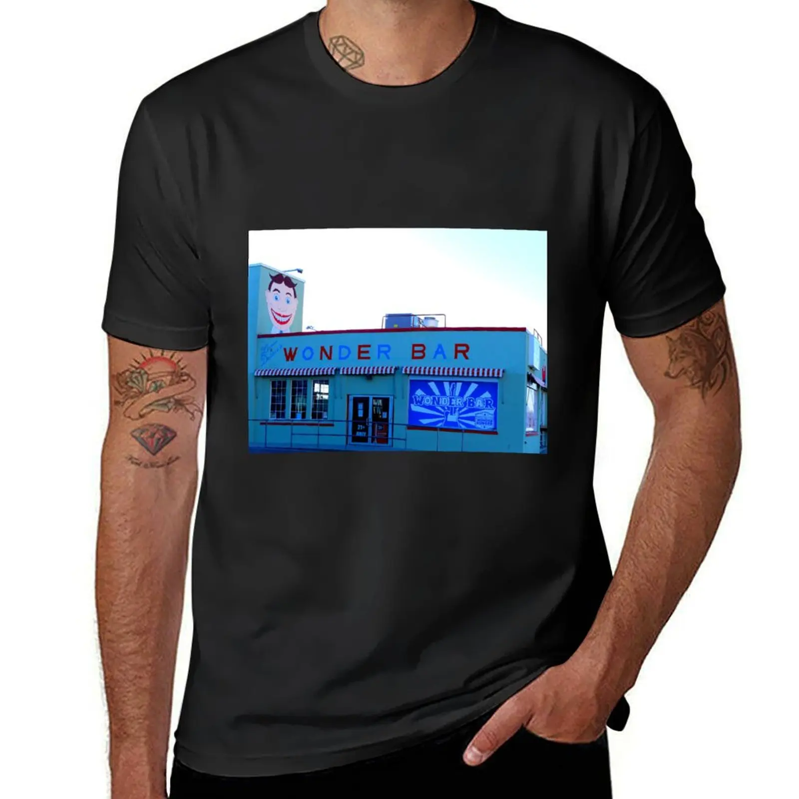 Tillie Overlooking Wonder Bar Asbury Park New Jersey T-Shirt heavyweights Short sleeve tee hippie clothes black t-shirts for men