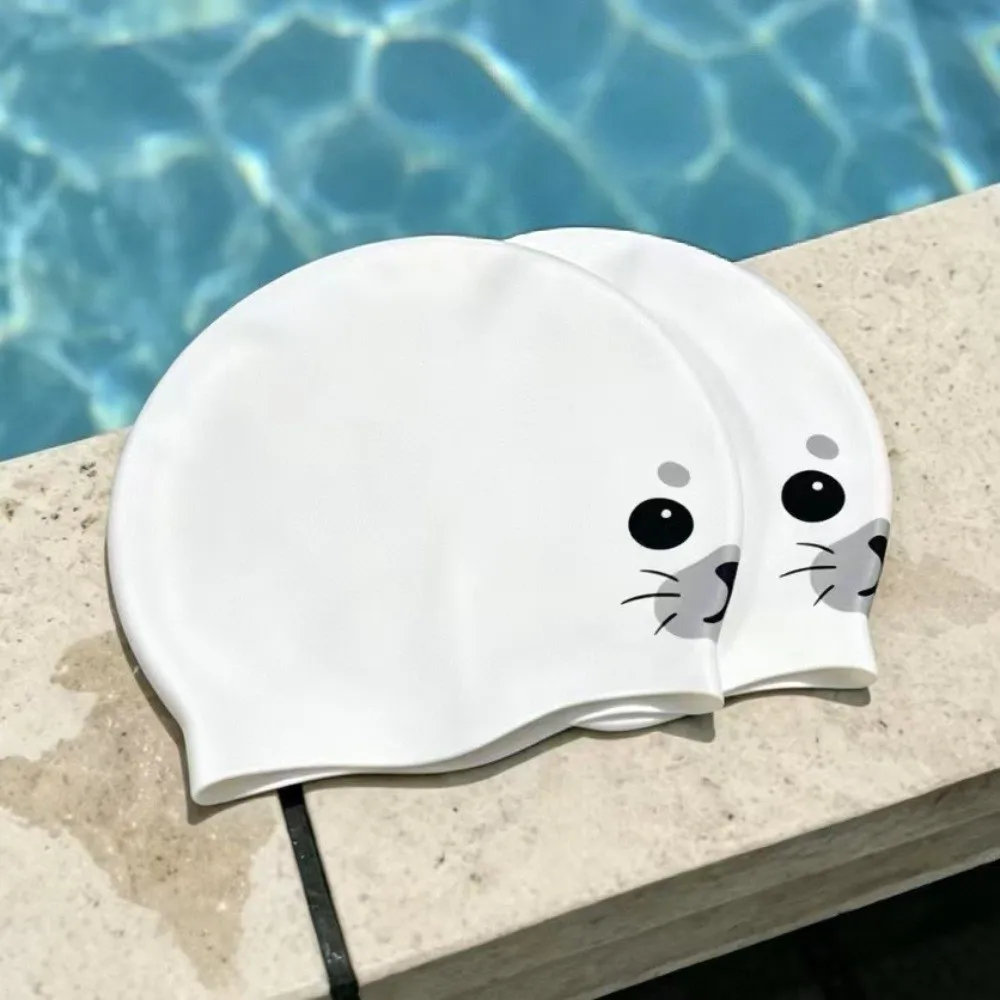 Cute Waterproof Silicone Swim Cap Cartoon Quick Dry Swimming Hat Funny Comfortable Fit Animal Printed Cap Pool Use