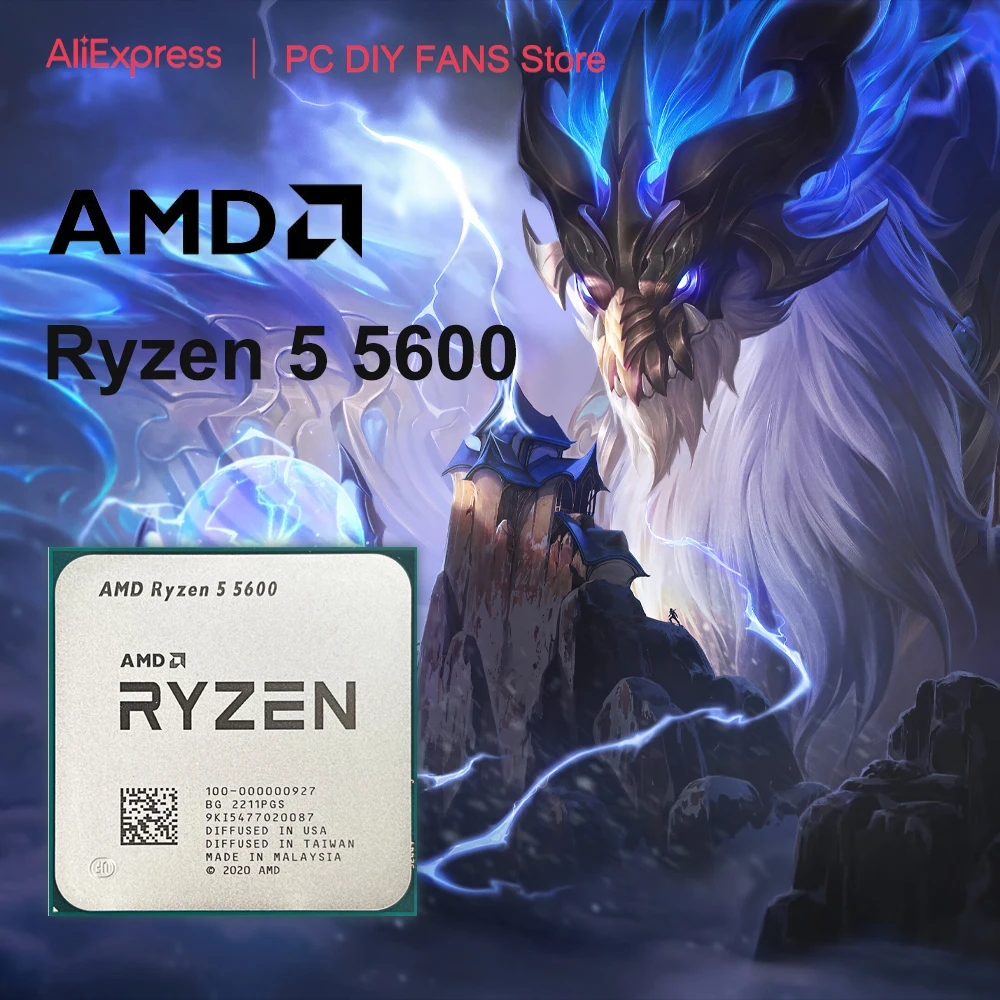 AMD Ryzen 5 5600 R5 5600 6-Core 12-Thread 3.5 GHz CPU Processor 7NM L3=32M DDR4 Socket AM4 New but without cooler