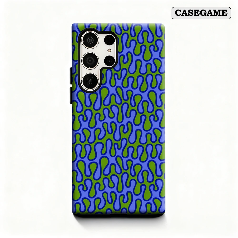 Casegame Phone Case for Samsung Galaxy S25 S26 Ultra S24 S23 Ultra Plus Shockproof Double Layer Abstract Green Lines Cover
