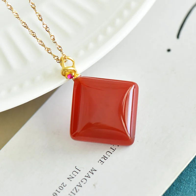 

Новое китайское квадратное нефритовое колье GL из серебра 925 пробы с агатом и сердоликом — отличный подарок для мамы