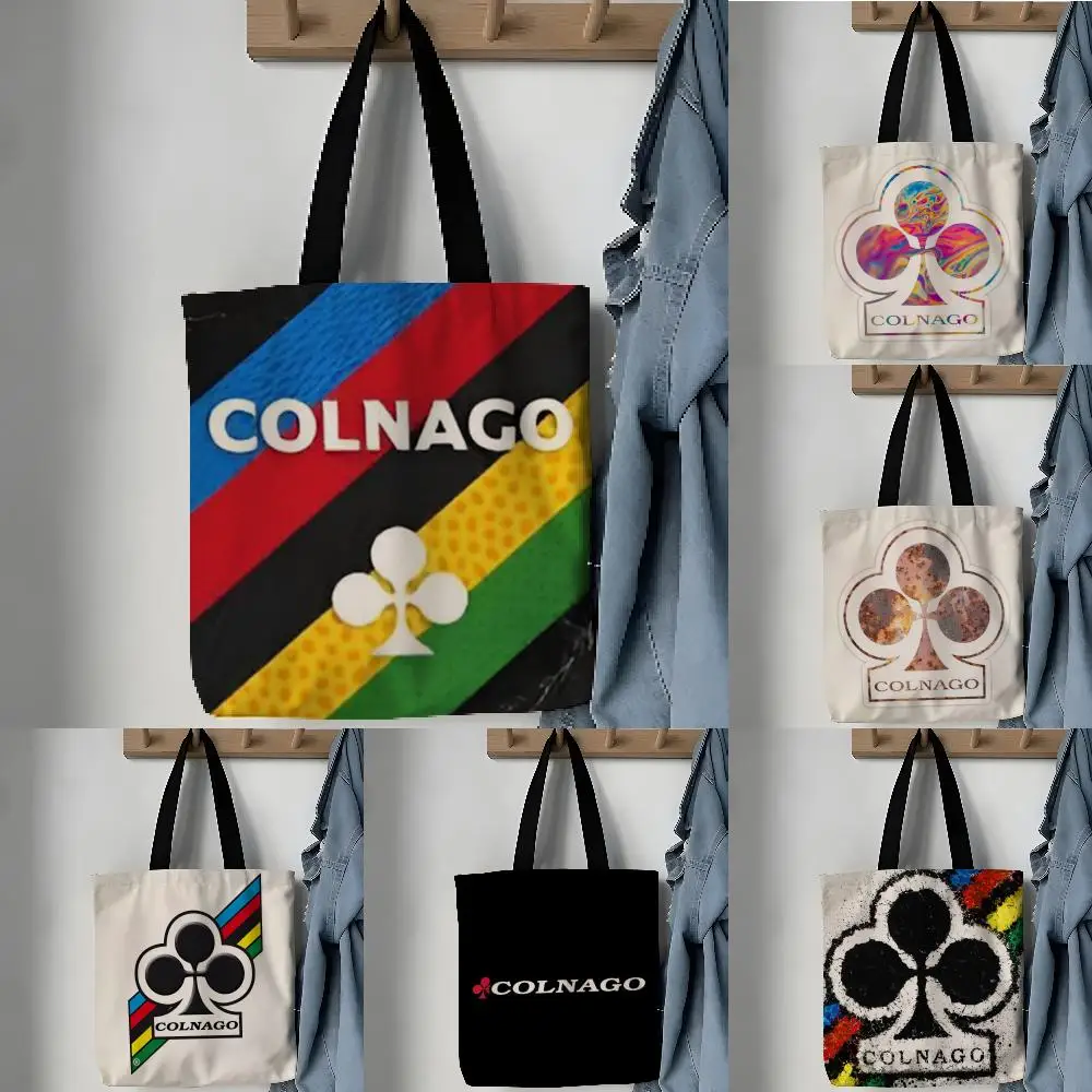 Storage Bags Aesthetic Canvas School Shoulder Bag Lightweight Grocery Shopping Bag Racing Bicycle Logo C-Colnago