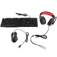 T-WOLF TF800 Four-piece Gaming Combo 104 Keys Keyboard 4-color Breathing Light Mouse 3.5mm Gaming Headset Anti-slip Mouse Pad