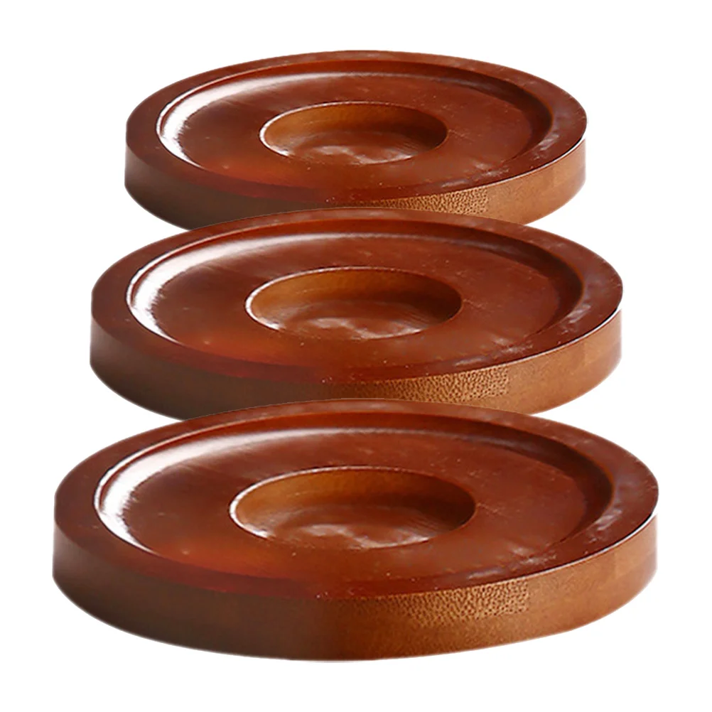 

3Pcs Rotating Cup Mat Natural Wood Coasters for Whiskey Glasses Drink Cup Pads Heat Insulated Non-Slip Surface Home Kitchen