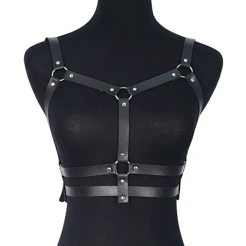 Goth Harness Pu Leather Studded for Women Decor Harness Adjustable Harness Belt Gothic Harness Lingerie Bondage Belt