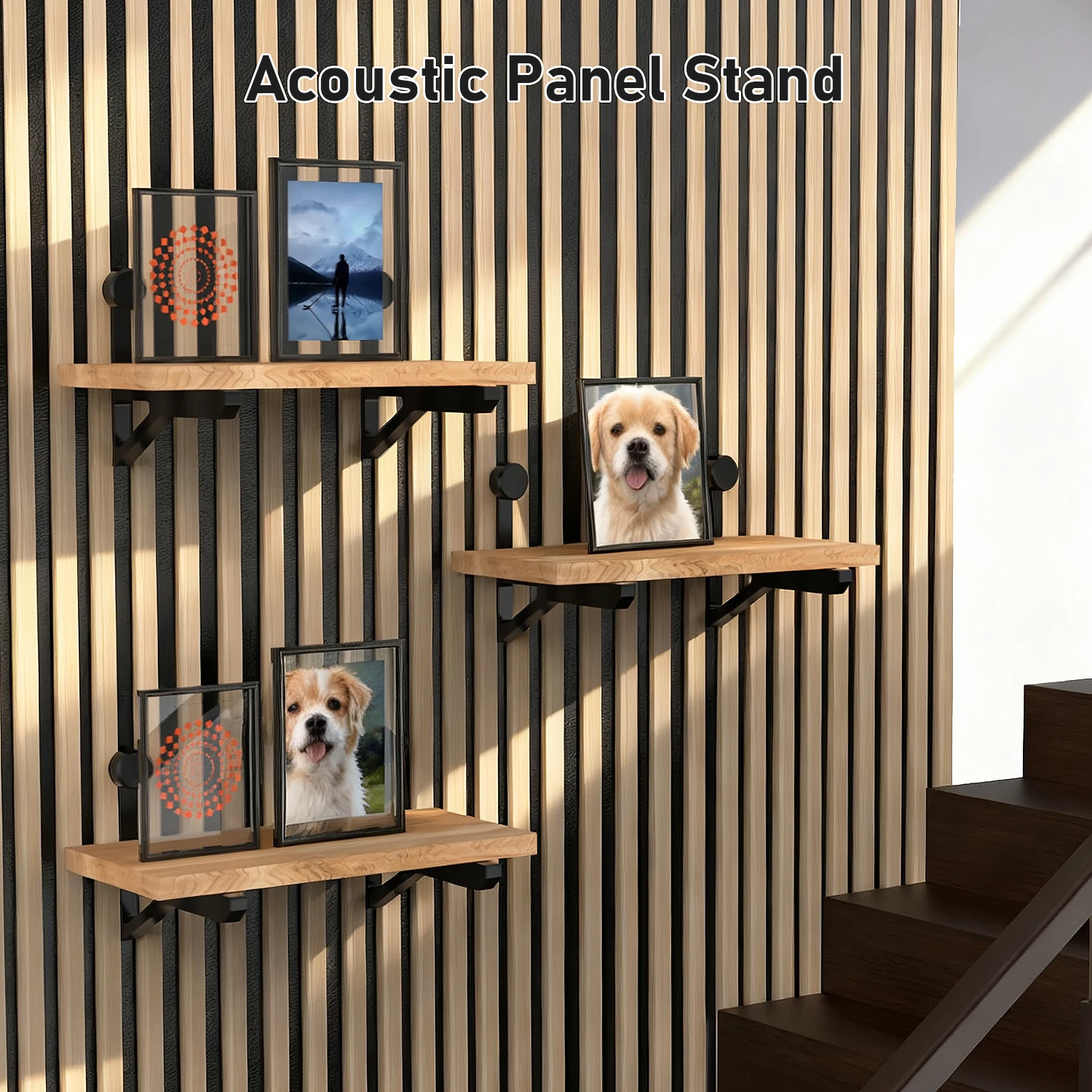 

4 sound-absorbing board shelf, easy to install, suitable for succulents, small crafts and daily small items