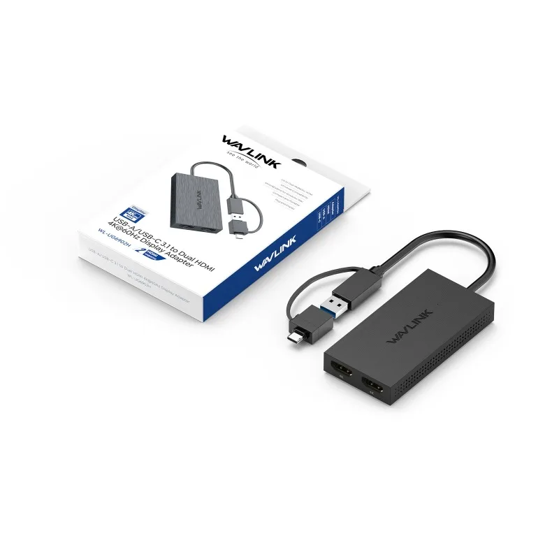 USB Type C USB3.1 to Dual HDMI Adapter DL6950 SM768 Chip 4K@60Hz Dual Screen Display Adapter for Windows MacBook M1 M2 M3