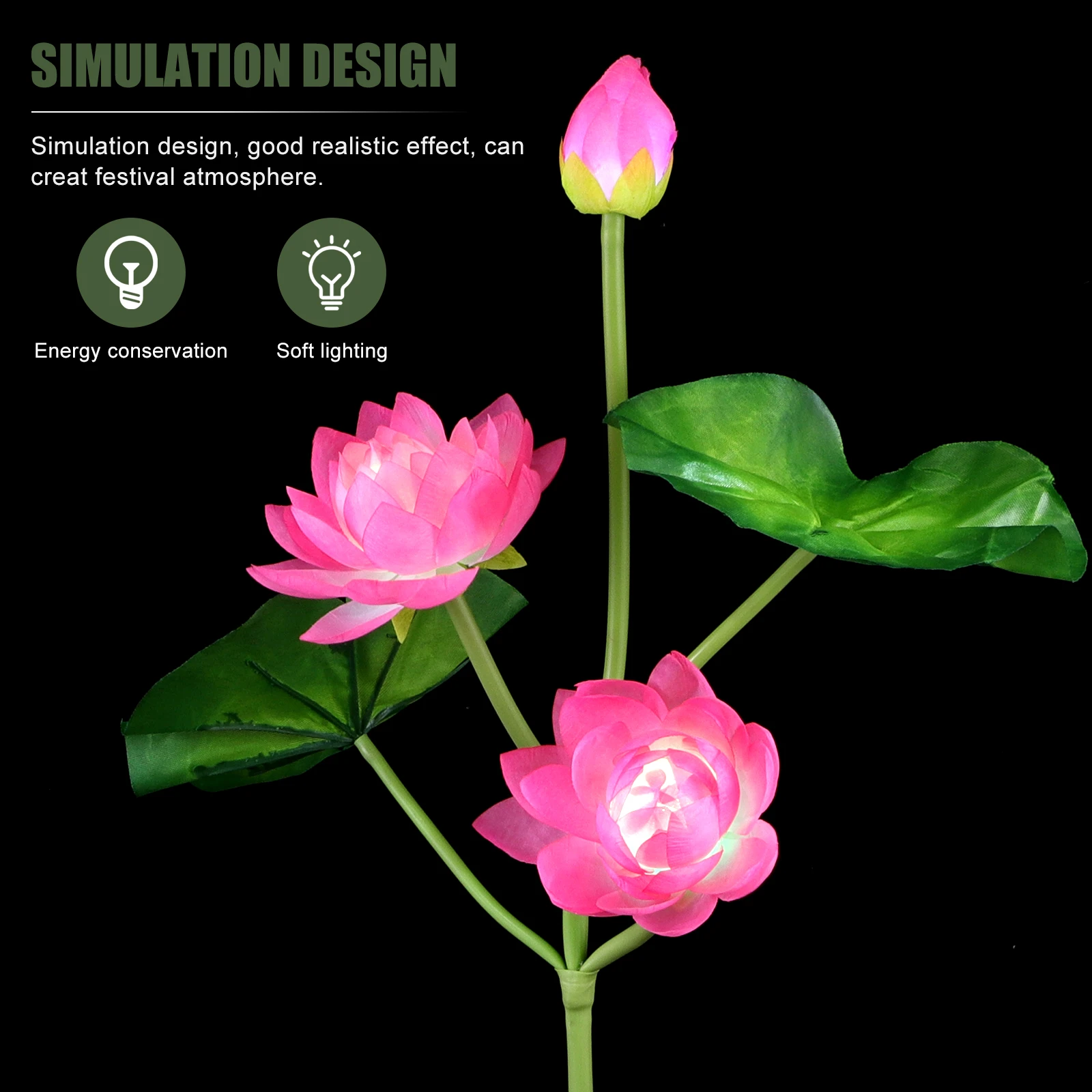 

1Pcs Solar Lotus Flower Light Garden Decorative Insert Lamp Lawn Outdoor Solar Flower Lamps Ground Insert Light