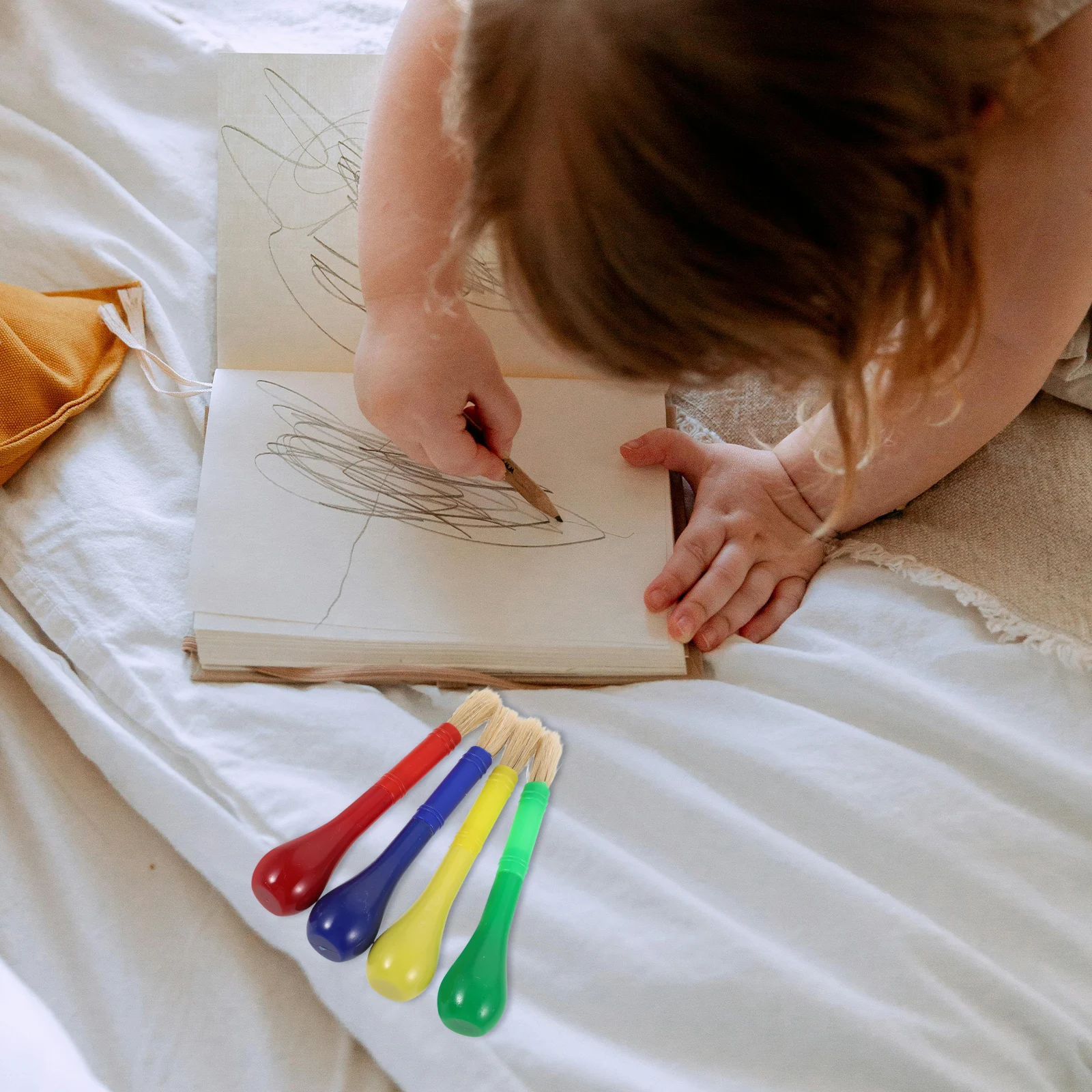 

4Pcs Doodle Painting Brushes for Kids Art Supplies Plastic Handle Small Paint Brush Set Paint Brushes for Kids