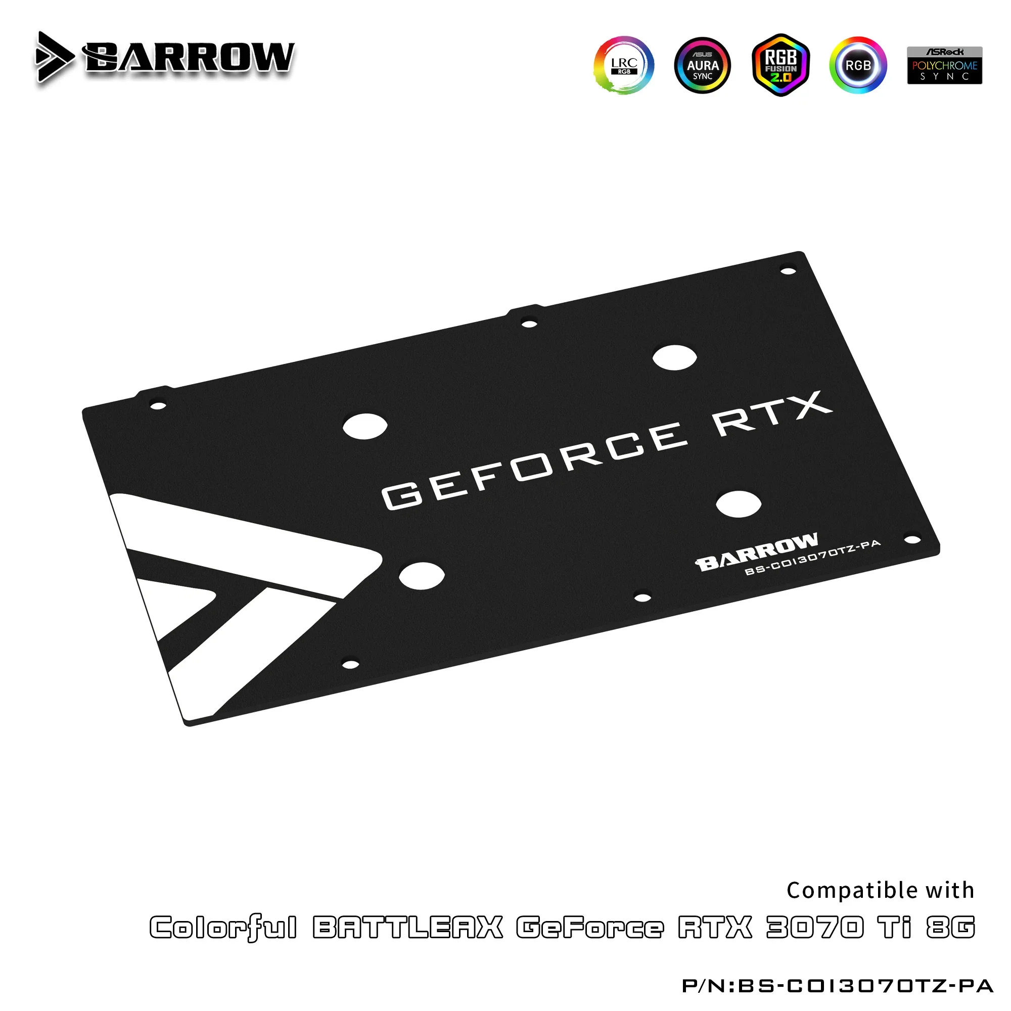 BARROW Vollständige Abdeckung, Wasserblock, Verwendung für bunte Battleax RTX 3070Ti 8G GPU-Karte, A-RGB-Kühlkörperblock mit Rückwandplatine