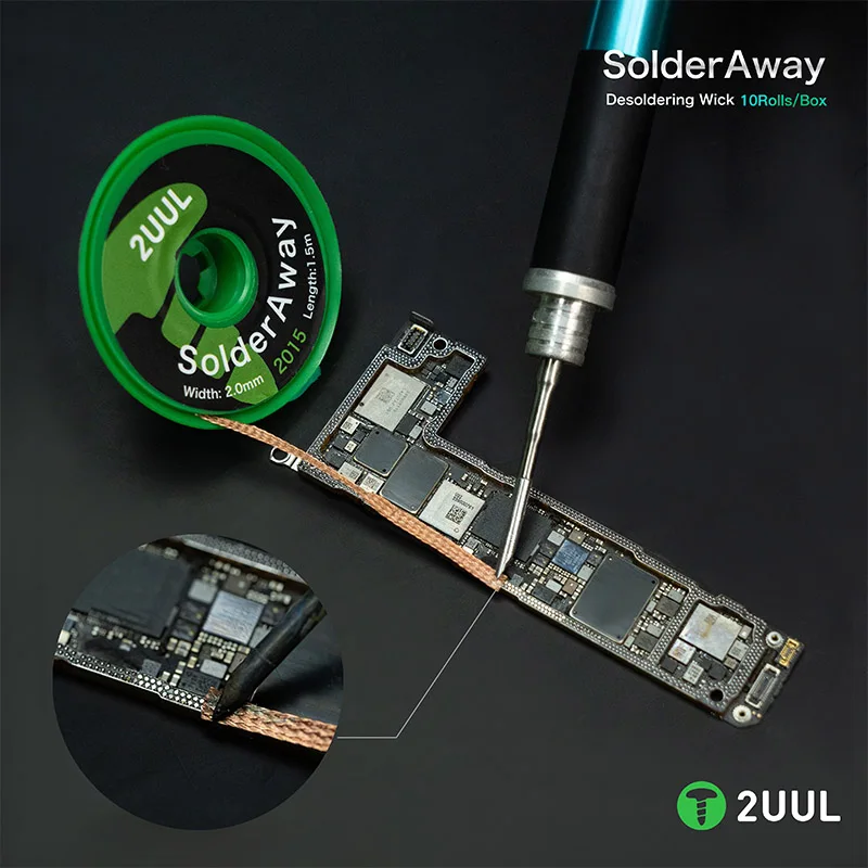 2UUL Solder Away Desoldering Wick 10Pcs/Pack DW11 For PCB Repair Phone Motherboard Welding Clean Desoldering Braid