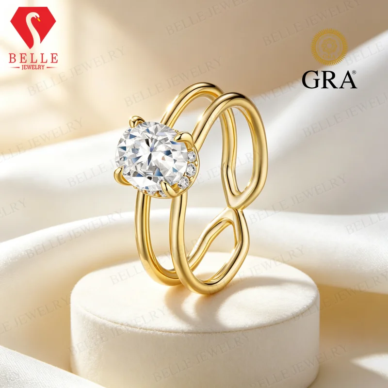 Moissanite Ring Oval 2ct D Color GRA Certified 925 Sterling Silver Hypoallergenic Factory Direct Daily Wear Ladies Fine Jewelry