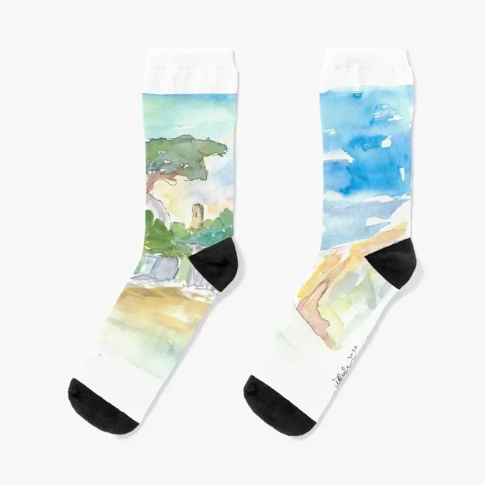 

Guernsey Channel Islands Walk in the Sun Socks retro gift aesthetic Women's Socks Men's