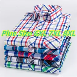 100% Cotton Men Short Sleeve Shirt  Summer Fashion Beach style Travel Dating Casual Plaid Comfort Soft Thin  Plus Size 7XL-8XL