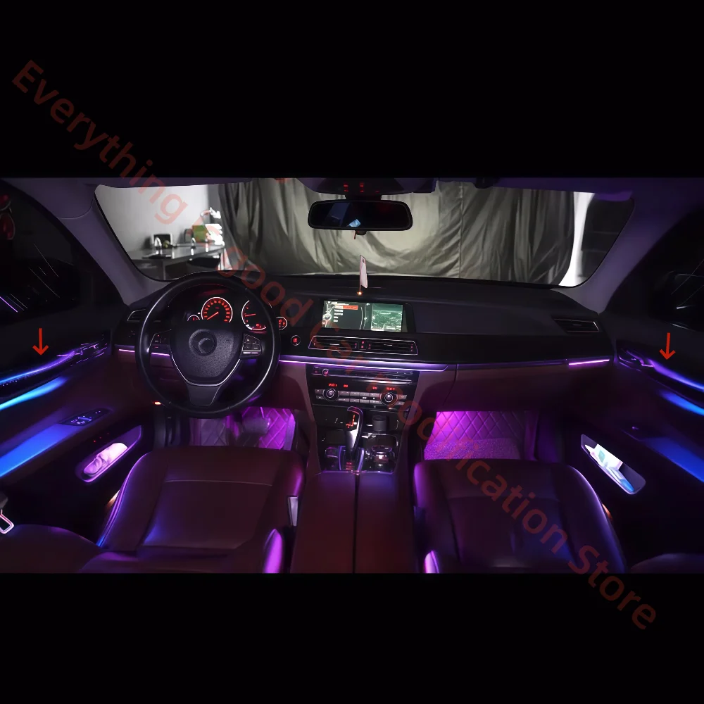 

Атмосферная лампа для BMW серии 7 F01 F02, обновление внутреннего освещения автомобиля, автомобильные аксессуары, фары, окружающий свет 1:1, декоративная панель