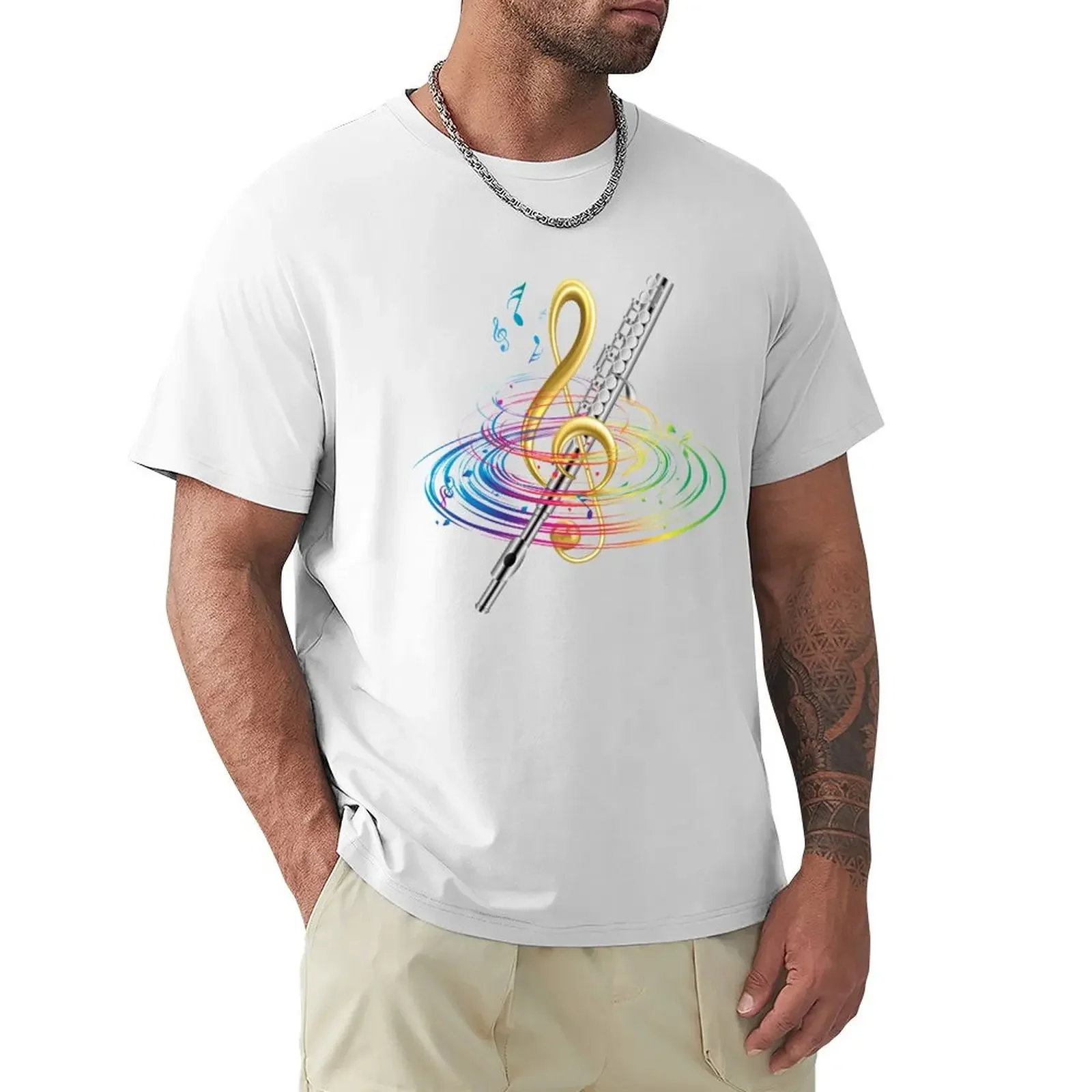 Flutist Vintage Flute T-shirt new edition oversizeds Aesthetic clothing t shirts for men graphic heavyweight Round Collar 2024