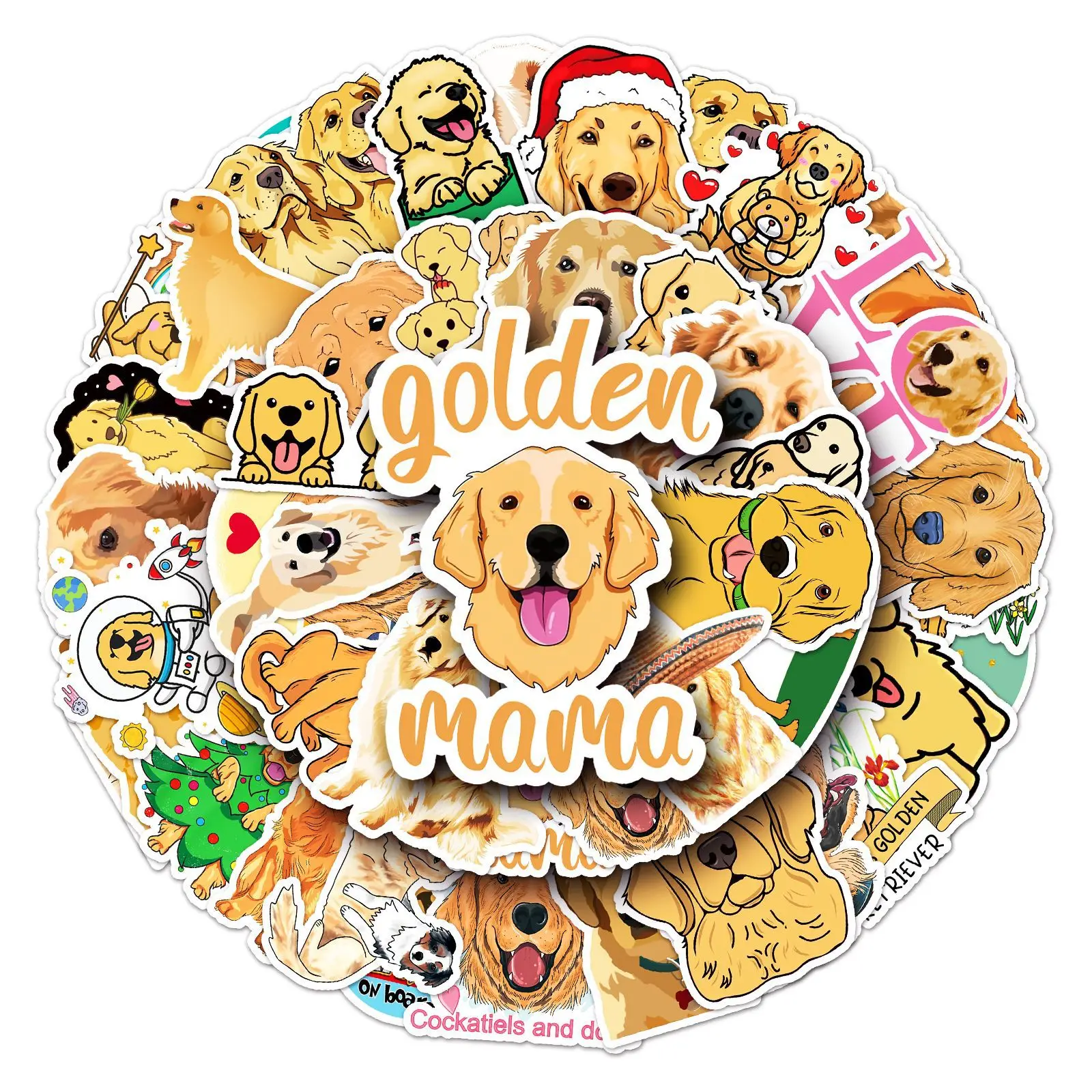 10/30/50PCS Cute Golden Retriever Stickers Cartoon Dog  Decals for Kid Toy Gift Decoration Luggage Helmet Bike Fridge Sticker