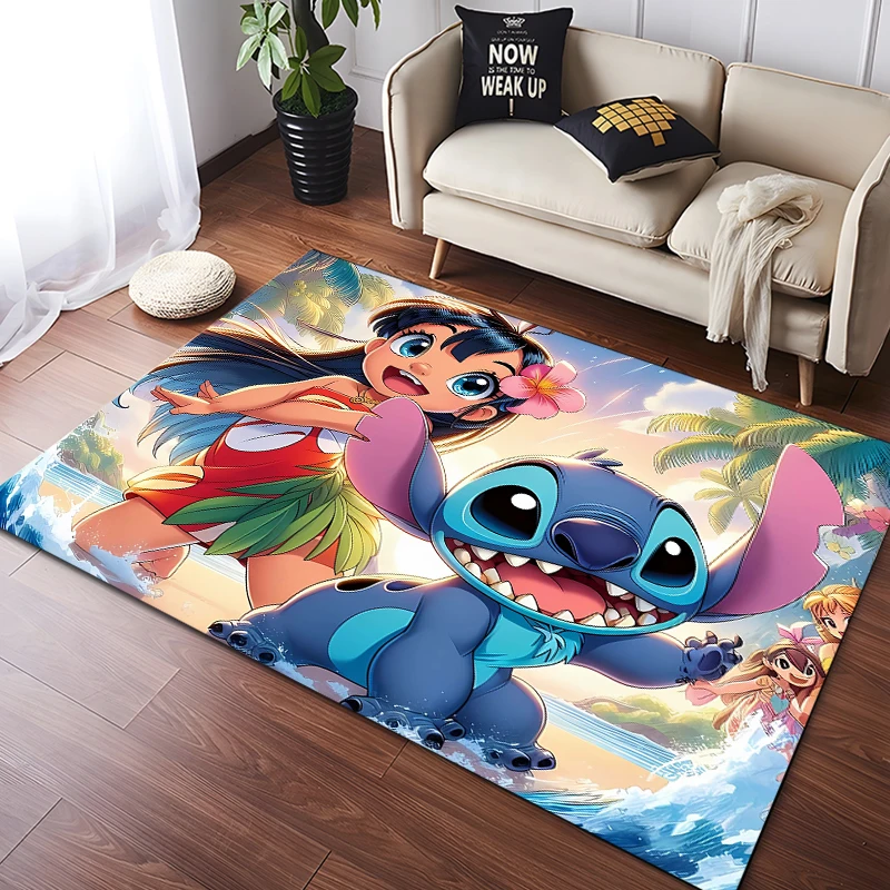 Disney Lilo & Stitch Rugs for Bedroom Fluffy Square Floor Carpets Living Room Home Decoration Rugs Soft Velvet Mat Area Rug