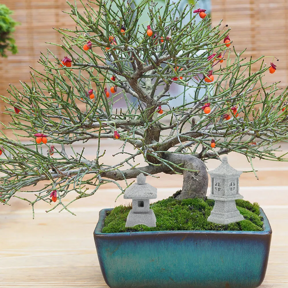 

3Pcs Stone Pavilion Ornament Mini Pagoda Garden Decor for Fish Tank Moss Arrangement Desktop Outdoor Landscape Zen Yard