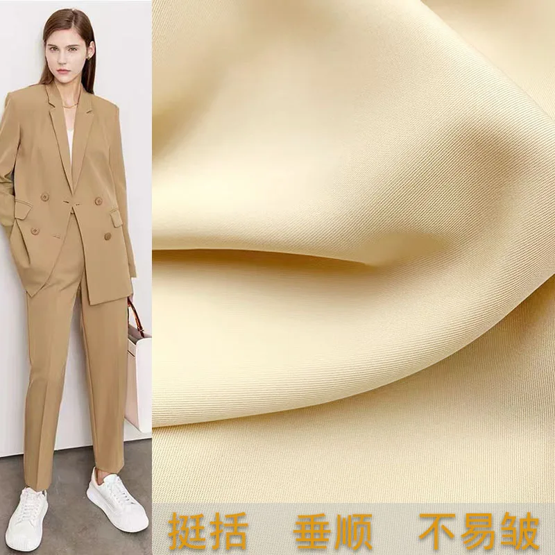 Spring and Autumn Thickening Polyester Fabric Twill Straight Anti-Wrinkle Suit Fashion Windbreaker Skirt Wide Leg Pants Clothing