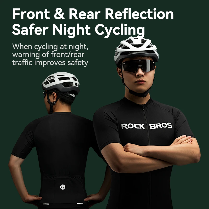 ROCKBROS Cycling Jersey Summer Bicycle Skin-Friendly Breathable Short Sleeve Sports Quick Dry Reflective Cycling Equipment