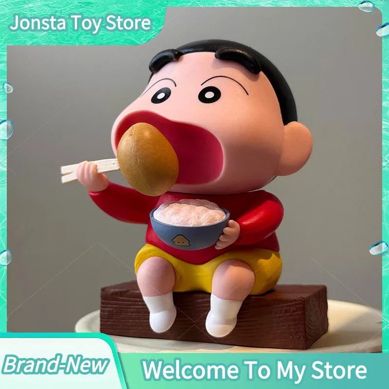 Figura Decorativa de Crayon Shin-chan 2026, Estilo Nuevo y Creativo, Dibujos Animados, Comiendo Patatas y Perro Blanco, Adorno para el Tablero del Auto, Decoración Interior