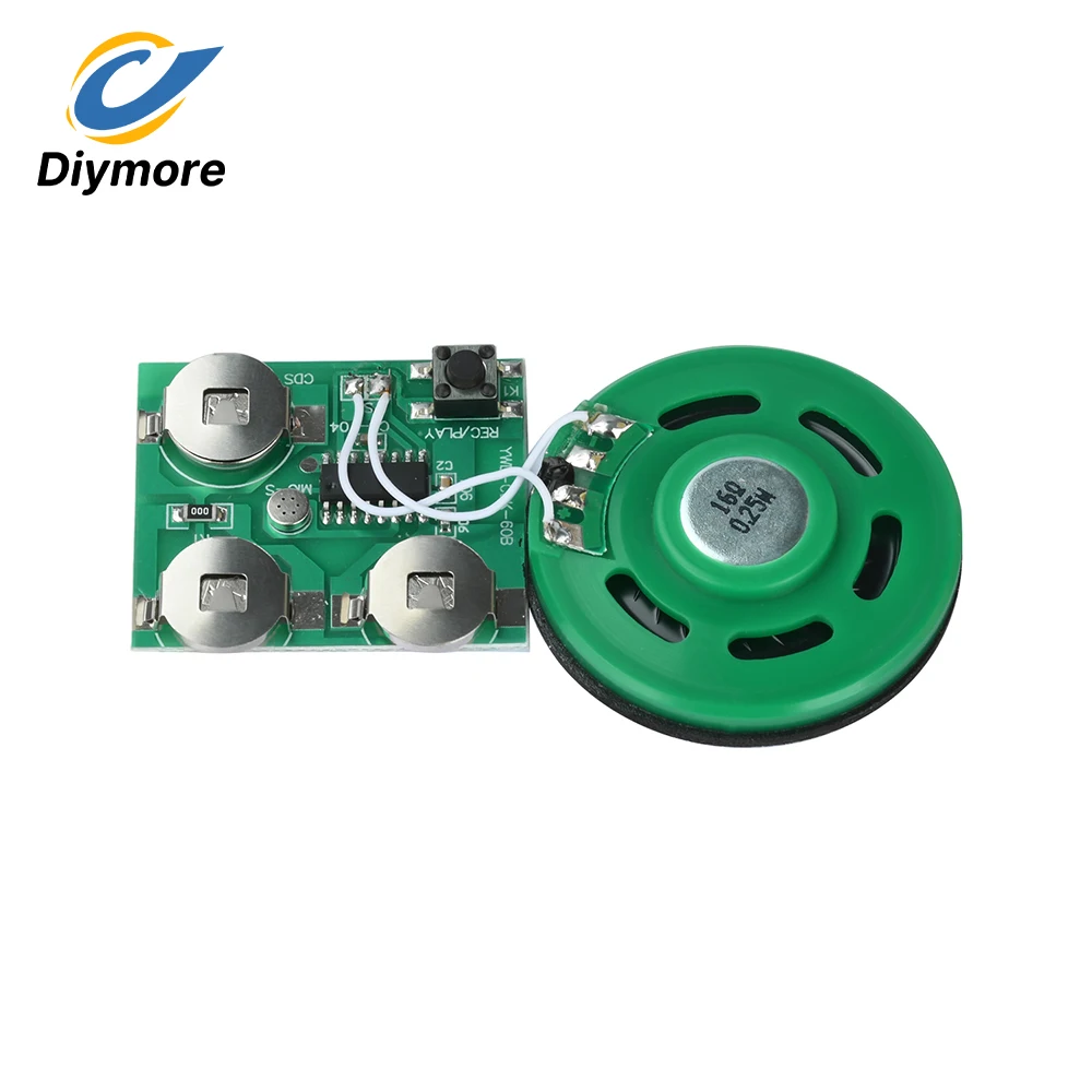 Recordable Sound Module 60s Playback Pre-installed Battery DIY Craft for Greeting Cards Fridge Magnets Button-Activated Playback