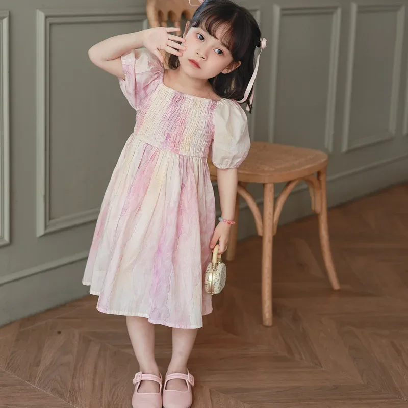 2024 Summer New Mother and Daughter Smock Dresses Mom and Baby Girls Equal Dress for Women Frock Mommy and Me Matching Clothing