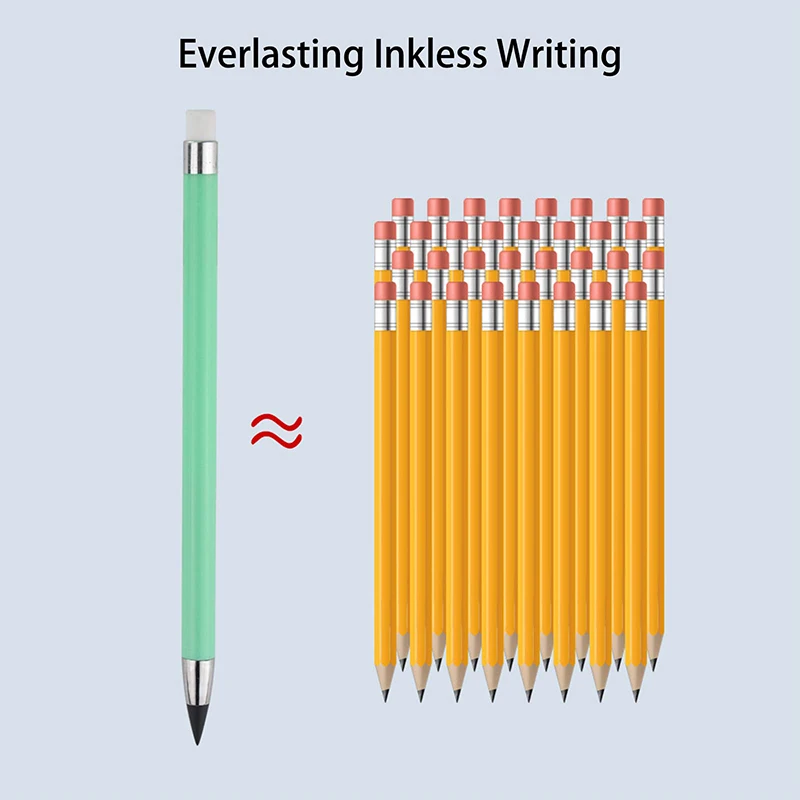 ดินสอหมึกไร้หมึก100ชิ้นพร้อมยางลบดินสอไม่สิ้นสุดสำหรับเขียนวาดเขียน
