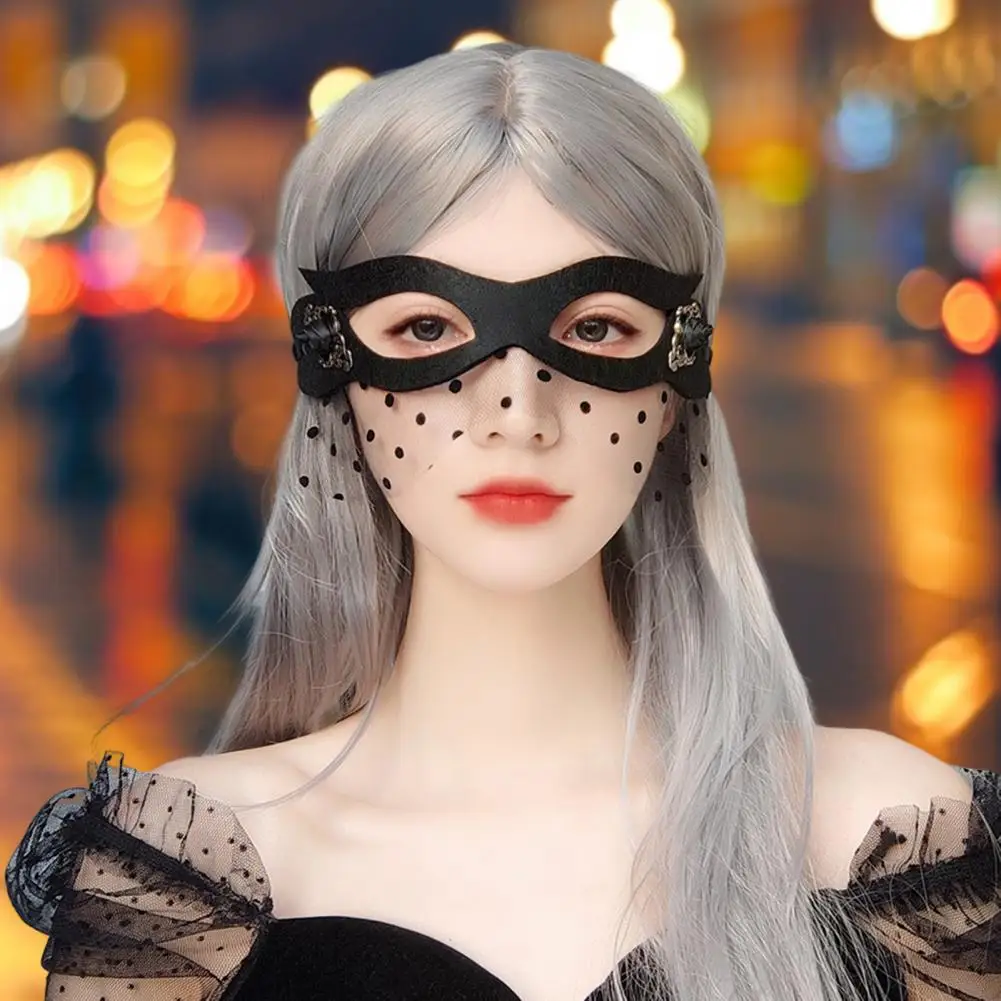 Halloween Party Eyewear Face Hood Half Face-covered See-through Mesh Flower Sex Eye Cover Party Halloween Women Mask