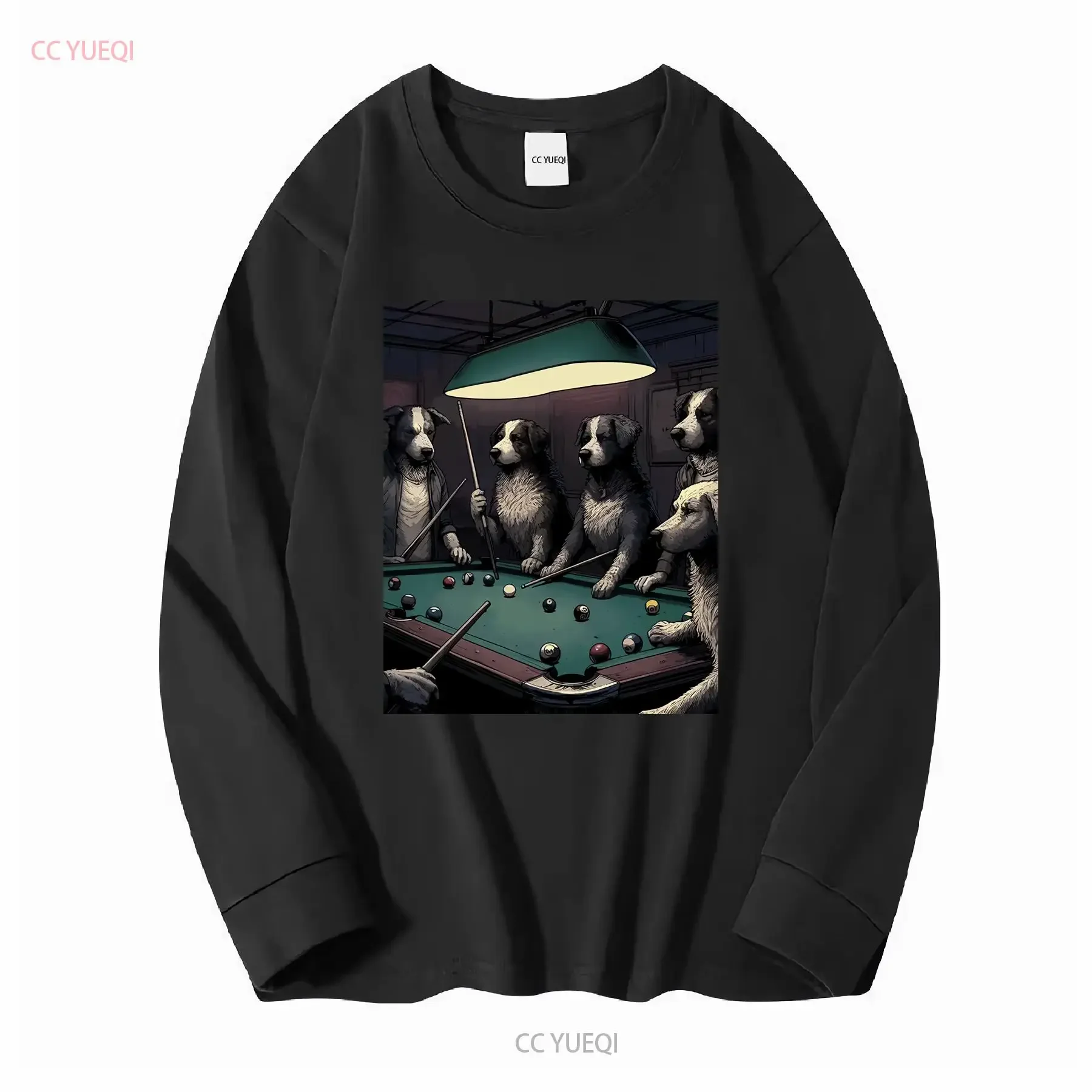 NEW LIMITED Game Night Time Dogs On Billiards Pool Table Shooting 8 Ball T Shirt long or short sleeves vintage Washed Stretched