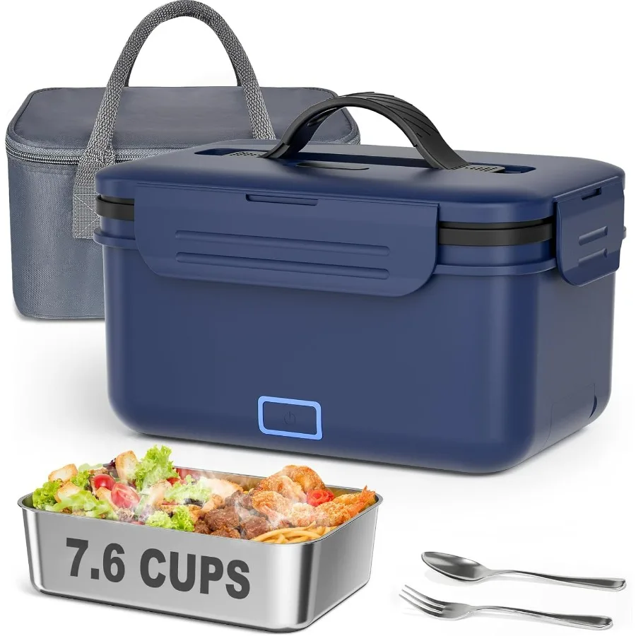 

Cordless Electric Lunch Box for Adults 1.8L Rechargeable Heated Lunch Box Food Warmer Portable Self Heating Lunchbox for Mens O