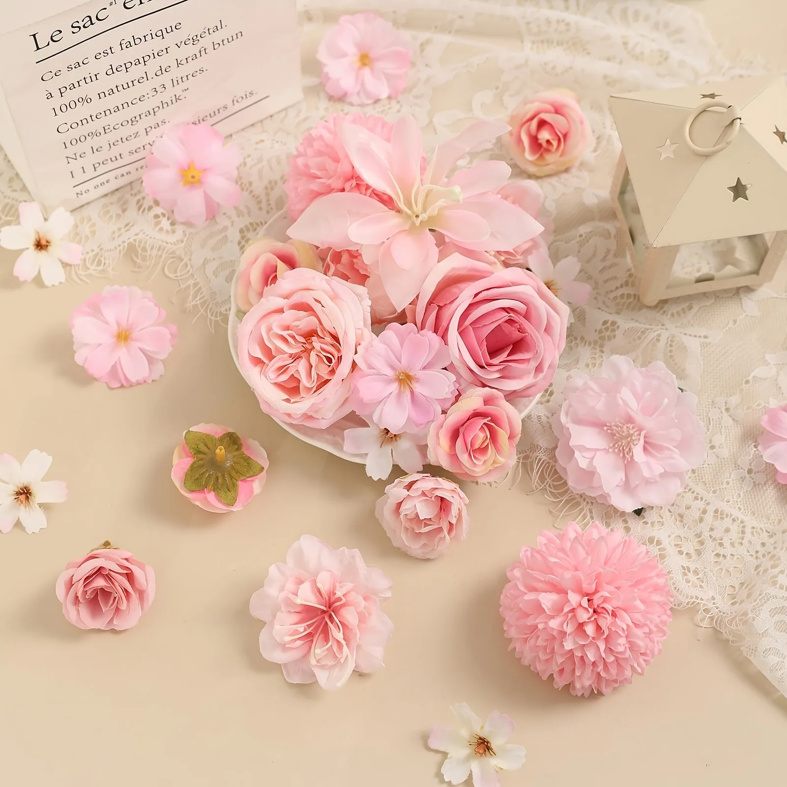 47 Stück gemischte künstliche Blumen aus Seide, künstliche Blumen für Heimdekoration, Hochzeitsdekorationen, Ornamente, DIY-Bastelgeschenke, Girlanden-Zubehör – Detail 7