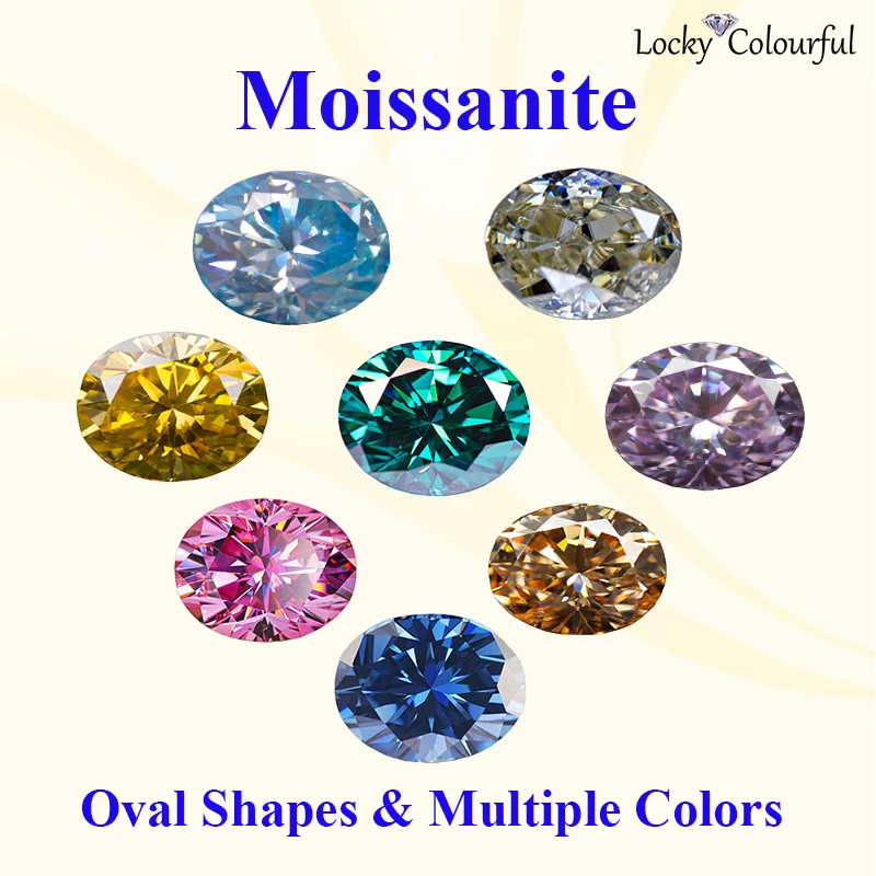 

Moissanite Oval Shape B Group Style Multiple Colors VVS1 DIY Charms Beads for Jewelry Rings Necklace Making with GRA Certificate